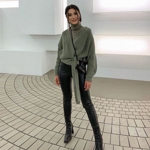 Nwt Zara Cropped Belted Cardigan 